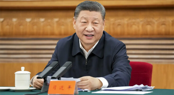 ↑…Chinese President Xi Jinping attends a symposium on private enterprises in Beijing on Feb 17, 2025. (Xinhua/AP pic)