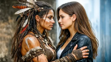 ↑…La misma mujer en dos versiones y en dos épocas. Imagen generada con IA por mí.