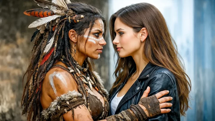 ↑…La misma mujer en dos versiones y en dos épocas. Imagen generada con IA por mí.