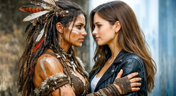 ↑…La misma mujer en dos versiones y en dos épocas. Imagen generada con IA por mí.